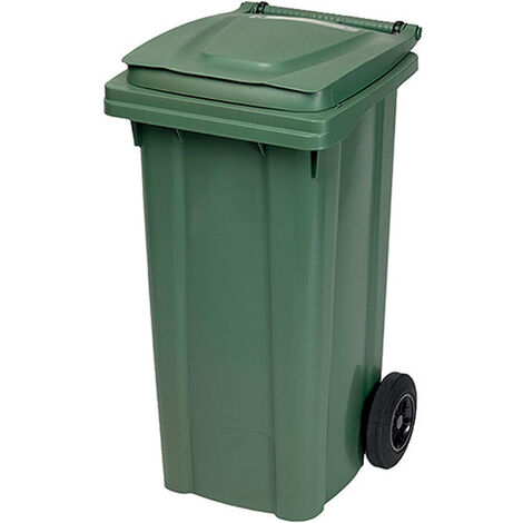 Pattumiera con ruote bidone in plastica per raccolta differenziata 120 litri carrellati da pub bar ristoranti giardino casa - colorigenerali: VERDE