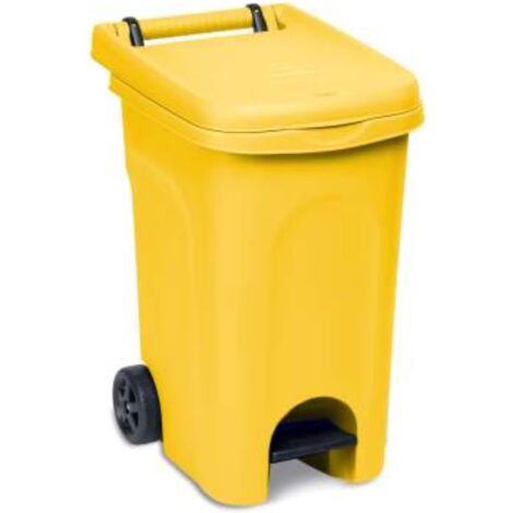 Pattumiera con ruote e pedale mobile giallo 60 lt raccolta differenziata casa contenitore giallo ristoranti pizzeria hotel