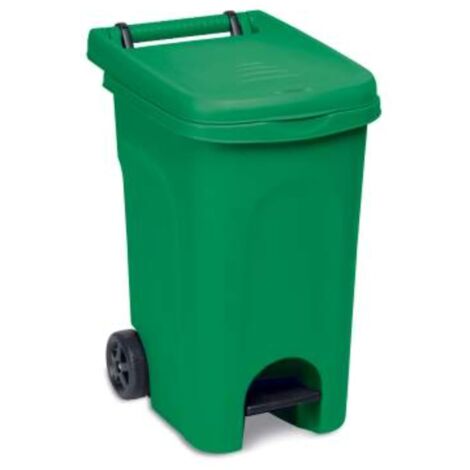 Pattumiera con ruote e pedale mobile giallo 60 lt raccolta differenziata casa contenitore verde ristoranti pizzeria hotel