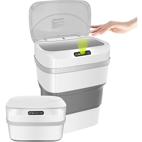 Pattumiera con sensore touchless, pattumiera intelligente da 17 litri con coperchio, bidone della spazzatura automatico con sensore di movimento rapido 0,3 s per cucina, camera da letto, bagno