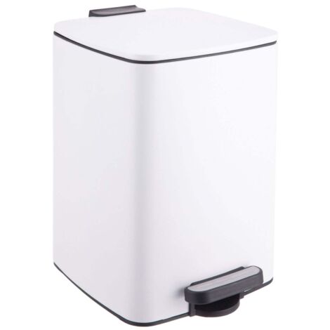 Pattumiera a pedale 12 L, secchio interno rimovibile in plastica, per cucina e bagno, acciaio, nero, Relaxdays | Leroy Merlin