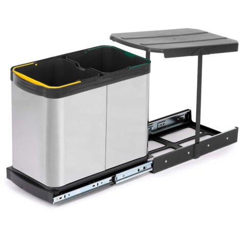 Pattumiera da Cucina ad Estrazione 2x 12 L in Acciaio Emuca