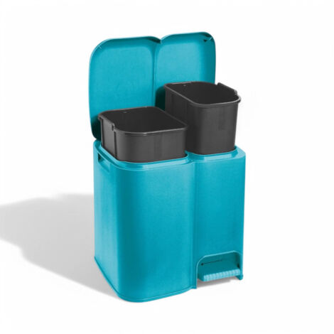 Pattumiera differenziata 13+8 lt. con apertura a pedale 39x32,5xH41 cm Patty 2 -  Azzurra