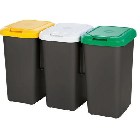 PATTUMIERA DIFFERENZIATA TRIO NERO + AMBRA / BIANCO / VERDE (3 X 25 LITRI) + COPERCHIO