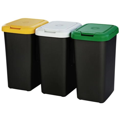 TONTARELLI PATTUMIERA DIFFERENZIATA TRIO NERO + AMBRA / BIANCO / VERDE (3 X 25 LITRI) + COPERCHIO
