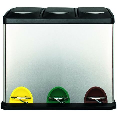 Pattumiera Differenziata Tris Inox 46x31x40 cm 8+8+8L VIGOR