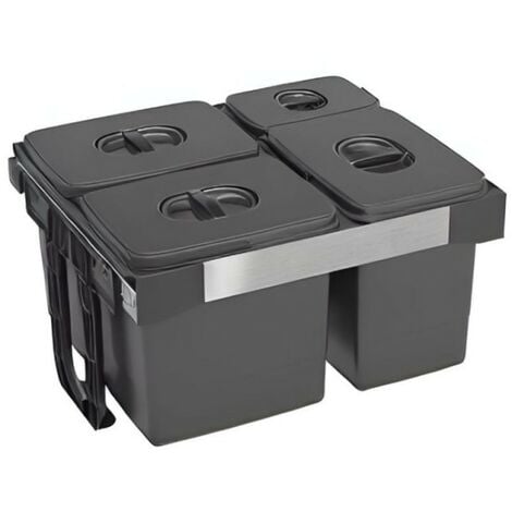 Pattumiera estraibile con 4 contenitori colore grigio - Freejazz