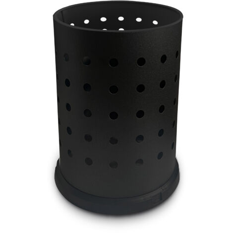 Pattumiera Gettacarte Ø24xh34 cm da Interno in Acciaio Verniciato Traforato Nero