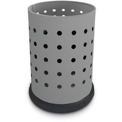 Pattumiera Gettacarte Ø25xh34 cm da Interno in Acciaio Verniciato Traforato Grigio