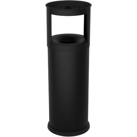 Pattumiera Gettacarte Ø25xh80 cm Autoestinguente Posacenere in Acciaio Verniciato Nero