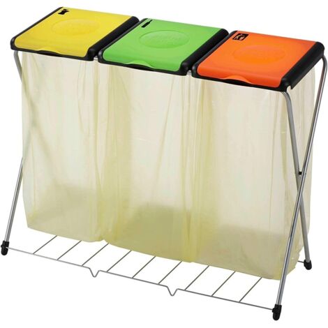 pattumiera gimi trio con griglia tre coperchi verde arancio giallo differenziata