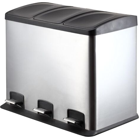 Pattumiera in Acciaio per Raccolta Differenziata 3 cesti apertura a pedale