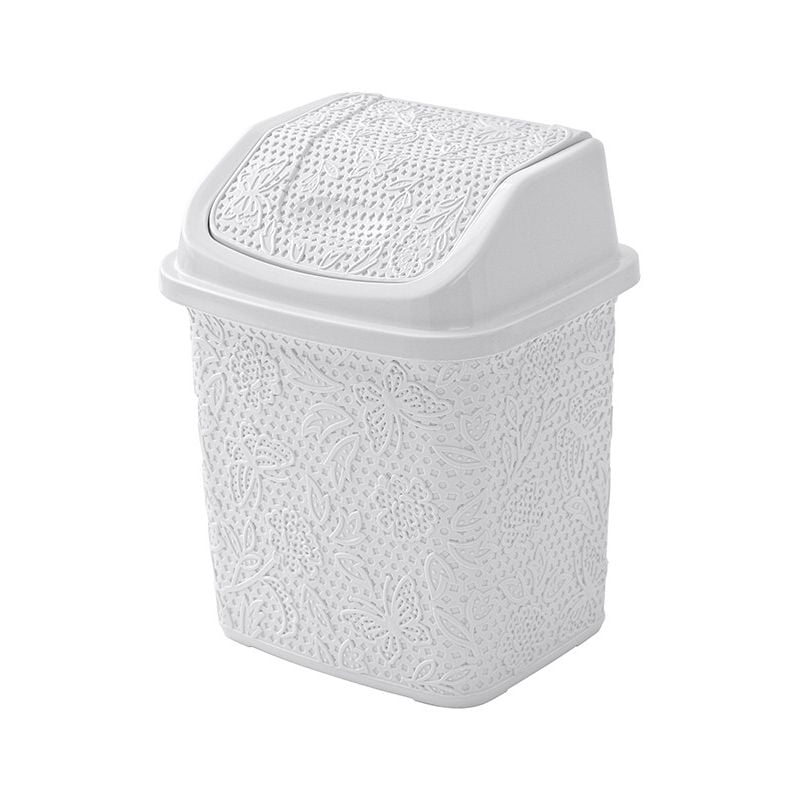 Pattumiera bagno in plastica bianca capienza 5,5 lt con coperchio basculante