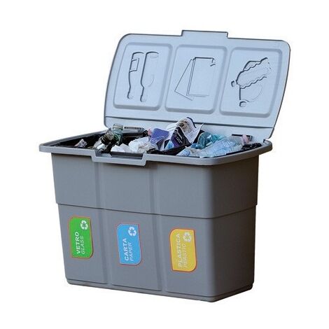 PATTUMIERA PER RACCOLTA DIFFERENZIATA 3 SCOMPARTI SEPARATI cm 75x37x h. 50 FF
