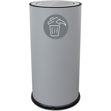 Pattumiera Per Raccolta Differenziata Ø35xh72 cm In Acciaio Verniciato con Coperchio Basculante Grigio