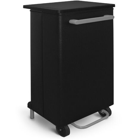 Pattumiera Per Raccolta Differenziata 47x37xh70 cm in Acciaio con Apertura a Pedale Nero