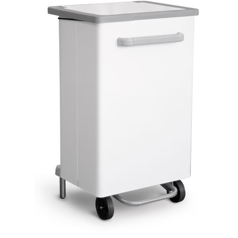 Pattumiera Per Raccolta Differenziata 47x37xh83 cm In Acciaio Verniciato a Pedale Bianco