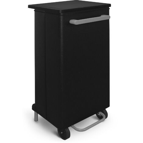 Pattumiera Per Raccolta Differenziata 47x37xh96 cm in Acciaio con Apertura a Pedale Nero