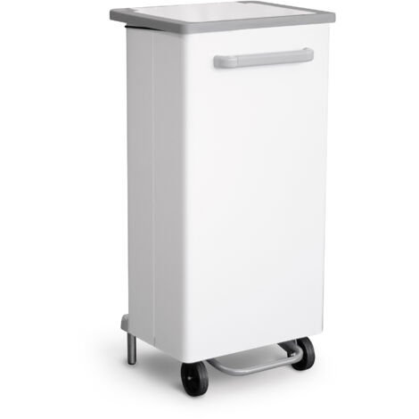 Pattumiera Per Raccolta Differenziata 47x37xh96 cm In Acciaio Verniciato a Pedale Bianco
