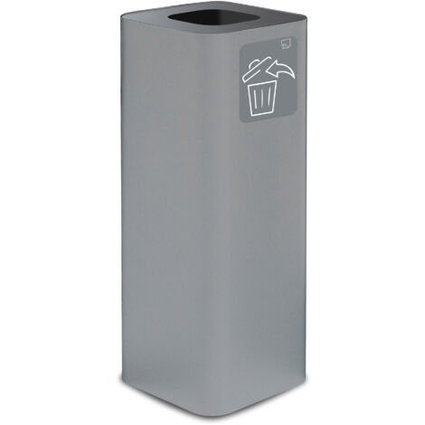 Pattumiera Per Raccolta Rifiuti 30x30xh80 cm In Acciaio Verniciato con Pittogramma Magnetico Grigio