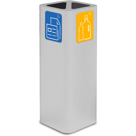 Pattumiera Per Raccolta Rifiuti 30x30xh80 cm In Acciaio Verniciato Cover a 2 Scomparti Bianco