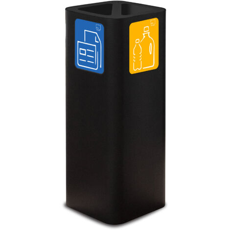 Pattumiera Per Raccolta Rifiuti 30x30xh80 cm In Acciaio Verniciato Cover a 2 Scomparti Nero