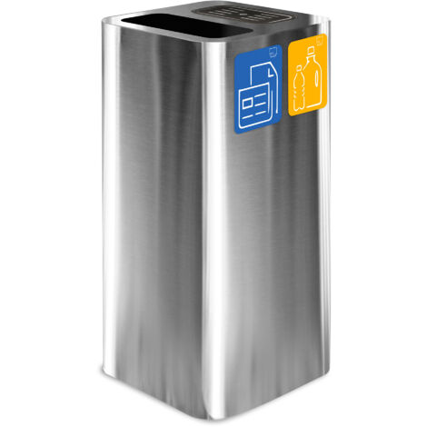 Pattumiera Per Raccolta Rifiuti 38x38xh80 cm In Acciaio Inox con Coperchio Basculante Argento