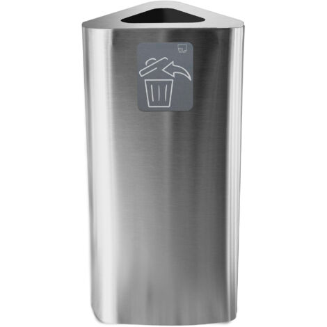 Pattumiera Per Raccolta Rifiuti 38x38xh80 cm In Acciaio Inox con Pittogramma Magnetico Argento