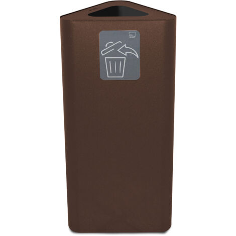 Pattumiera Per Raccolta Rifiuti 38x38xh80 cm In Acciaio Inox con Pittogramma Magnetico Marrone