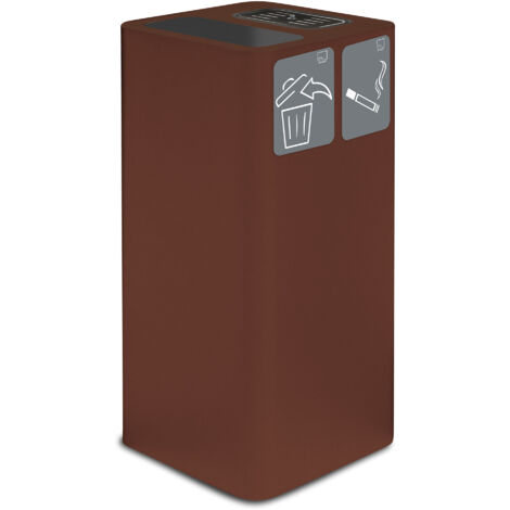 Pattumiera Per Raccolta Rifiuti 38x38xh80 cm In Acciaio Verniciato con Coperchio Basculante Marrone