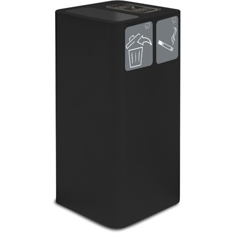 Pattumiera Per Raccolta Rifiuti 38x38xh80 cm In Acciaio Verniciato con Coperchio Basculante Nero