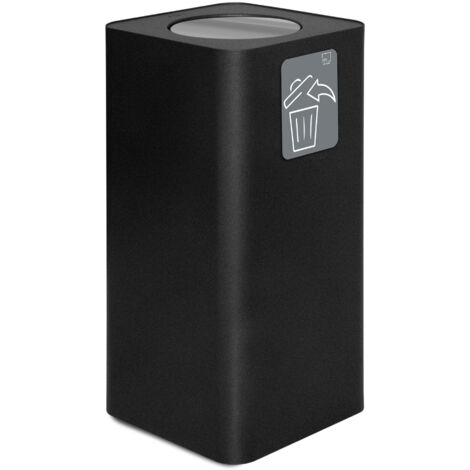 Pattumiera Per Raccolta Rifiuti 38x38xh80 cm In Acciaio Verniciato con Coperchio Basculante Nero
