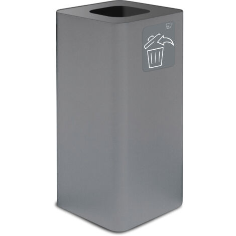 Pattumiera Per Raccolta Rifiuti 38x38xh80 cm In Acciaio Verniciato con Pittogramma Magnetico Grigio
