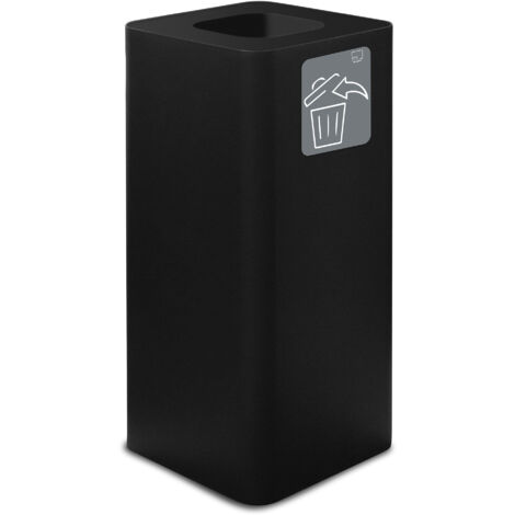 Pattumiera Per Raccolta Rifiuti 38x38xh80 cm In Acciaio Verniciato con Pittogramma Magnetico Nero