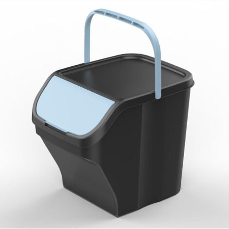 Pattumiera Raccolta Differenziata 25 Litri con maniglia Colore Azzurro Corpo NERO Colore Azzurro - Corpo Nero