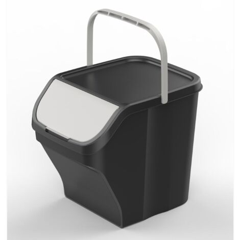 Pattumiera Raccolta Differenziata 25 Litri con maniglia Colore Grigio Corpo NERO Colore Grigio - Corpo Nero
