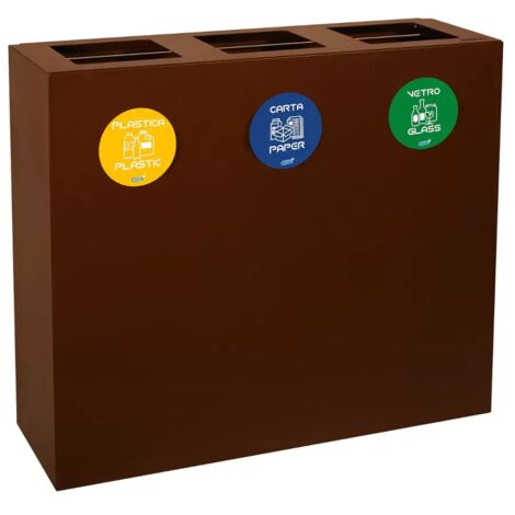 Pattumiera raccolta differenziata 3 scomparti corten
