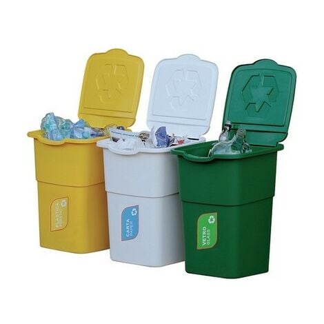 SET 3 PATTUMIERE per Raccolta Differenziata 30 Litri Plastica Dura  Multicolore EUR 34,90 - PicClick IT