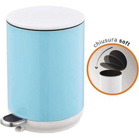 PATTUMIERA SECCHIO 5LT BRIXO LADY BIN PEDALE A CHIUSURA SOFT CELESTE