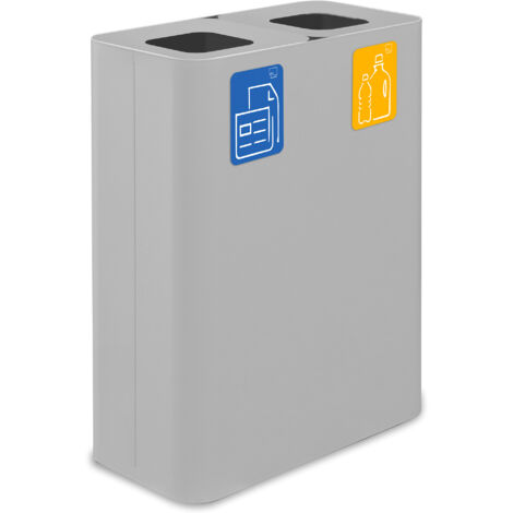 Pattumiera Sistema di Raccolta Rifiuti 60x30xh80 cm In Acciaio Verniciato Doppio Scomparto Bianco