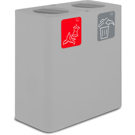 Pattumiera Sistema di Raccolta Rifiuti 77x38xh80 cm in Acciaio 3 Scomparti Bianco