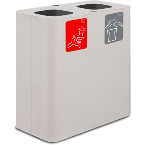 Pattumiera Sistema di Raccolta Rifiuti 77x38xh80 cm In Acciaio Verniciato 2 Scomparti Bianco