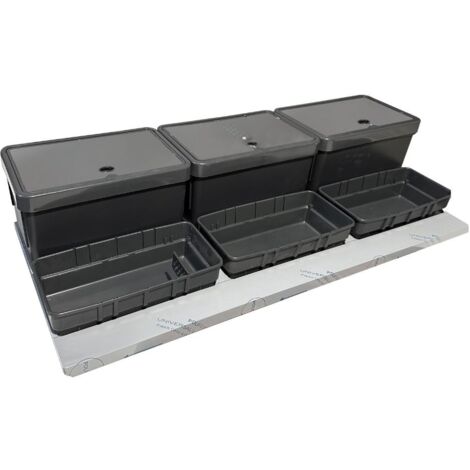 Pattumiera sottolavello 3 contenitori e 3 vaschette ABS DOIMO filtro anti odore 110.5x48x24.5H