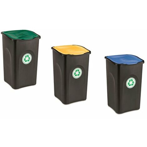 Pattumiera Stefanplast PF70693 ECOGREEN Set 3 Recycling Colori assorti