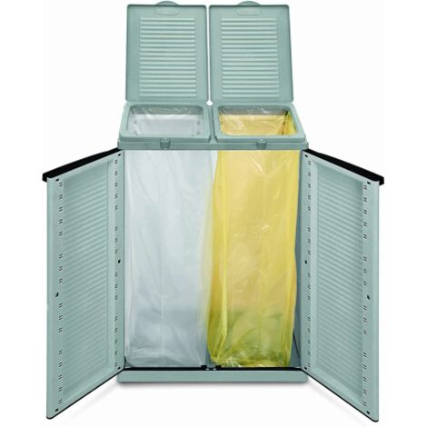 Pattumiera Terry Ecoline2 a 2 ante in resina cm 68x39x87h con coperchio e apertura frontale portarifiuti raccolta differenziata