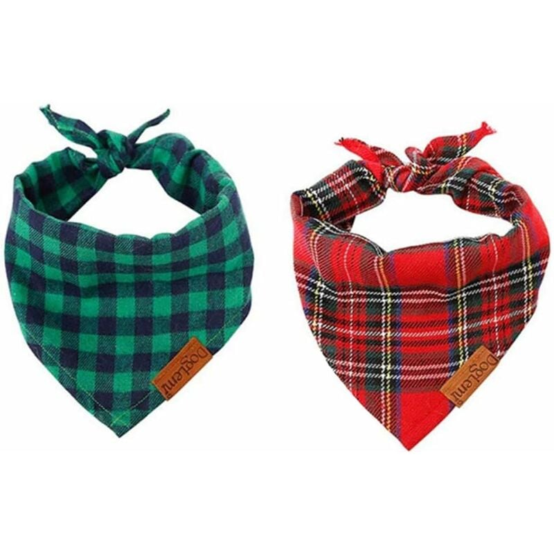 

Abcrital - Pañuelos de perro de tartán ajustables Bufanda de perro triangular de tartán Pañuelos de perro reversibles bonitos y elegantes para