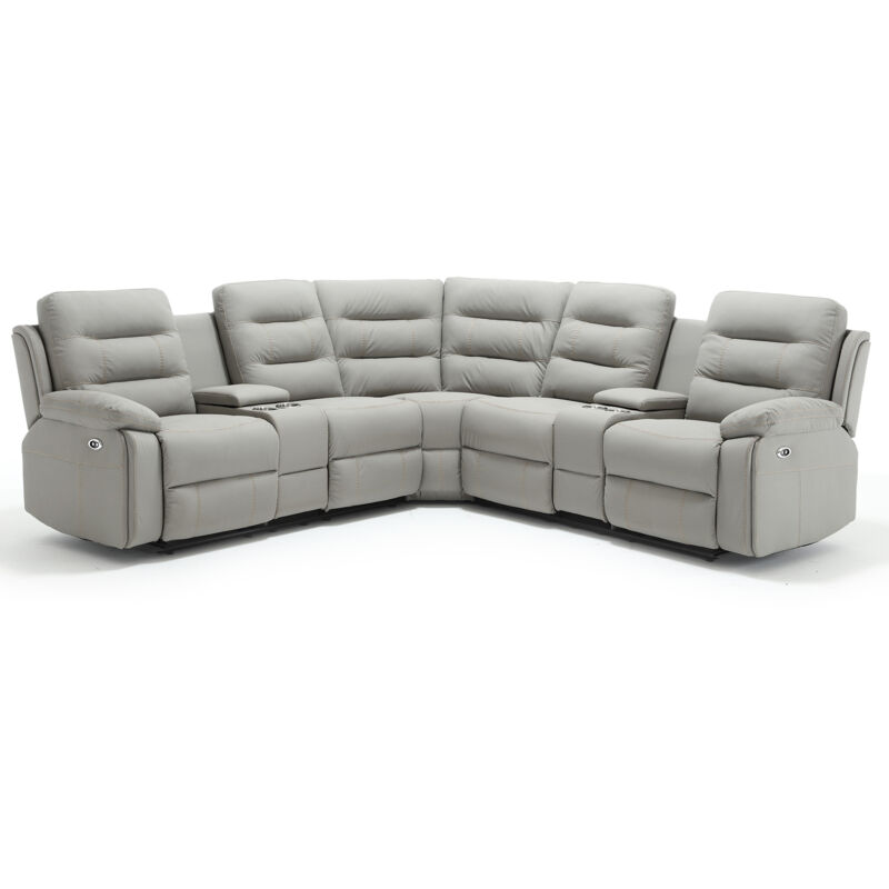 Canapé d'angle 4 places Gris Cuir Design Confort Promotion
