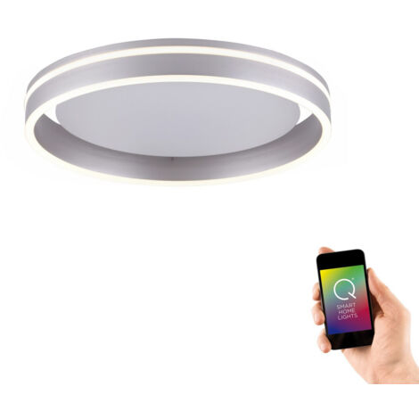 Paul Neuhaus Q-Vito Plafonnier semi-encastré à LED intégré en acier, 1 LED 27 W, intensité variable 2 700-5 000 K