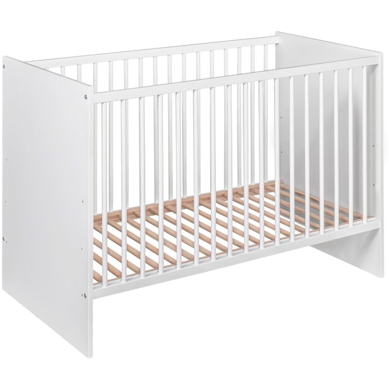 Monmobilierdesign - paula Lit bébé évolutif à barreaux vernis écologique design moderne Blanc 120x60 cm