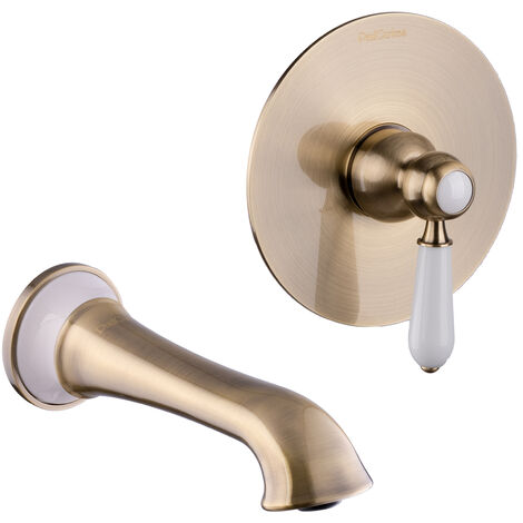 PaulGurkes 2-Loch Waschtischarmatur Bronze Messing Antik Retro